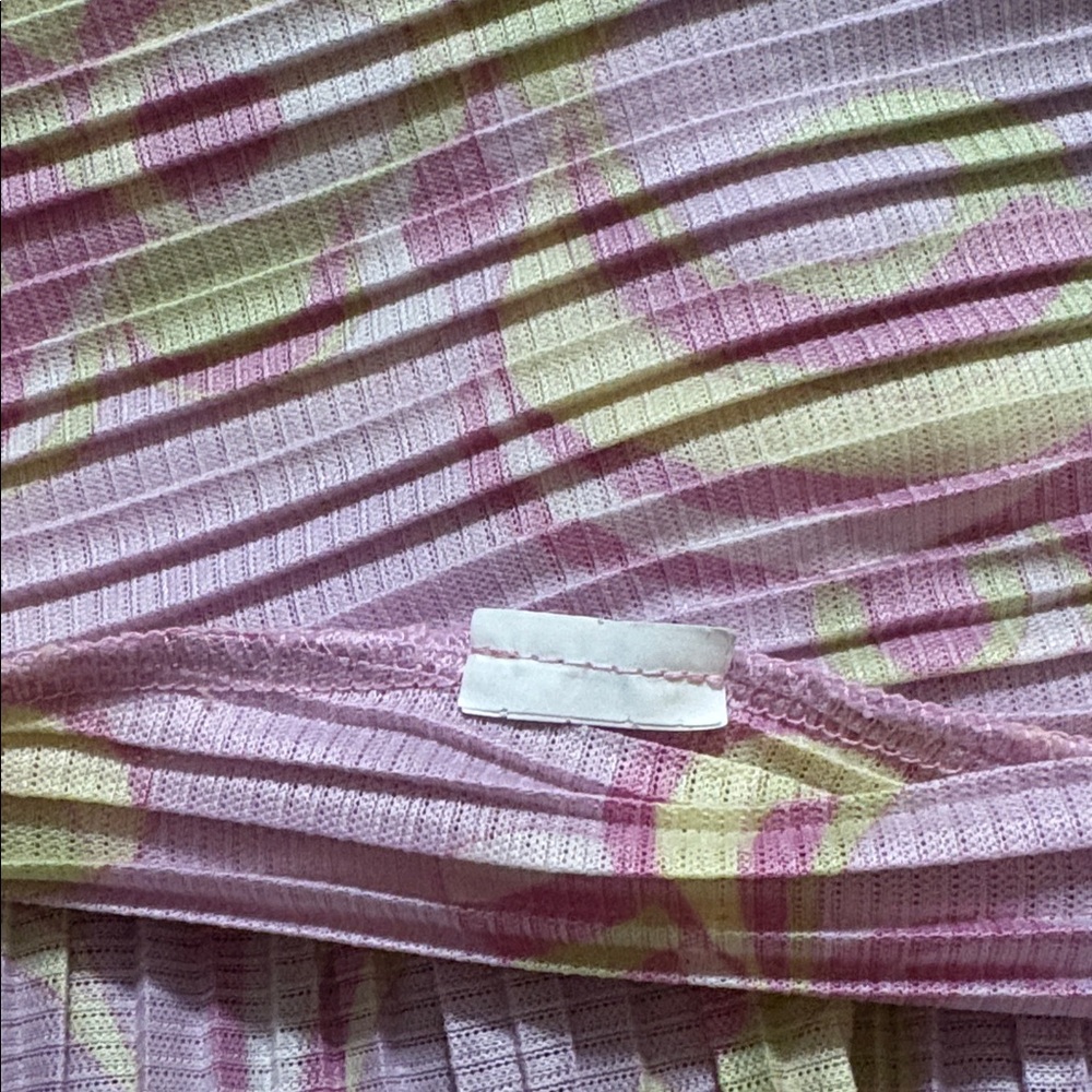Zara Pink Floral Abstract Plissé Pleated Mini Dress Sz. Large - Picture 10 of 10